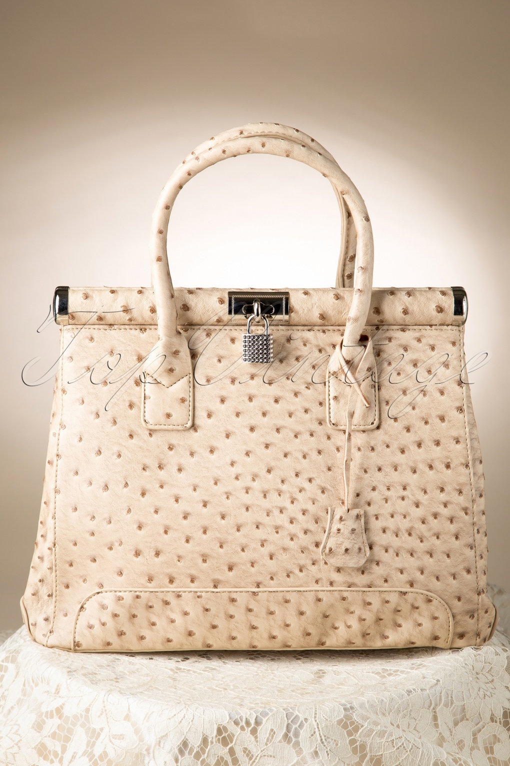 Ostrich Beige Handbag