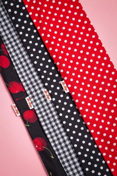 Be Bop a Hairbands - I Want Cherries And Polkadots In My Hair Scarf Années 50 en Noir 4