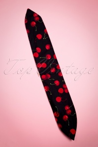 Be Bop a Hairbands - I Want Cherries And Polkadots In My Hair Scarf Années 50 en Noir 3