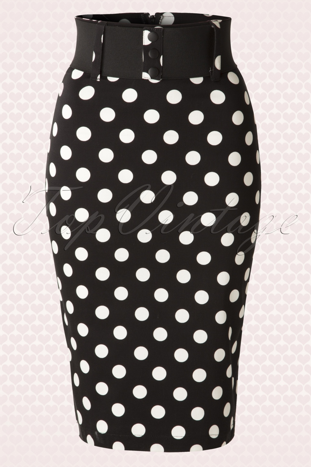 50s Catch Me If You Can Polkadot Pencil Skirt in Black