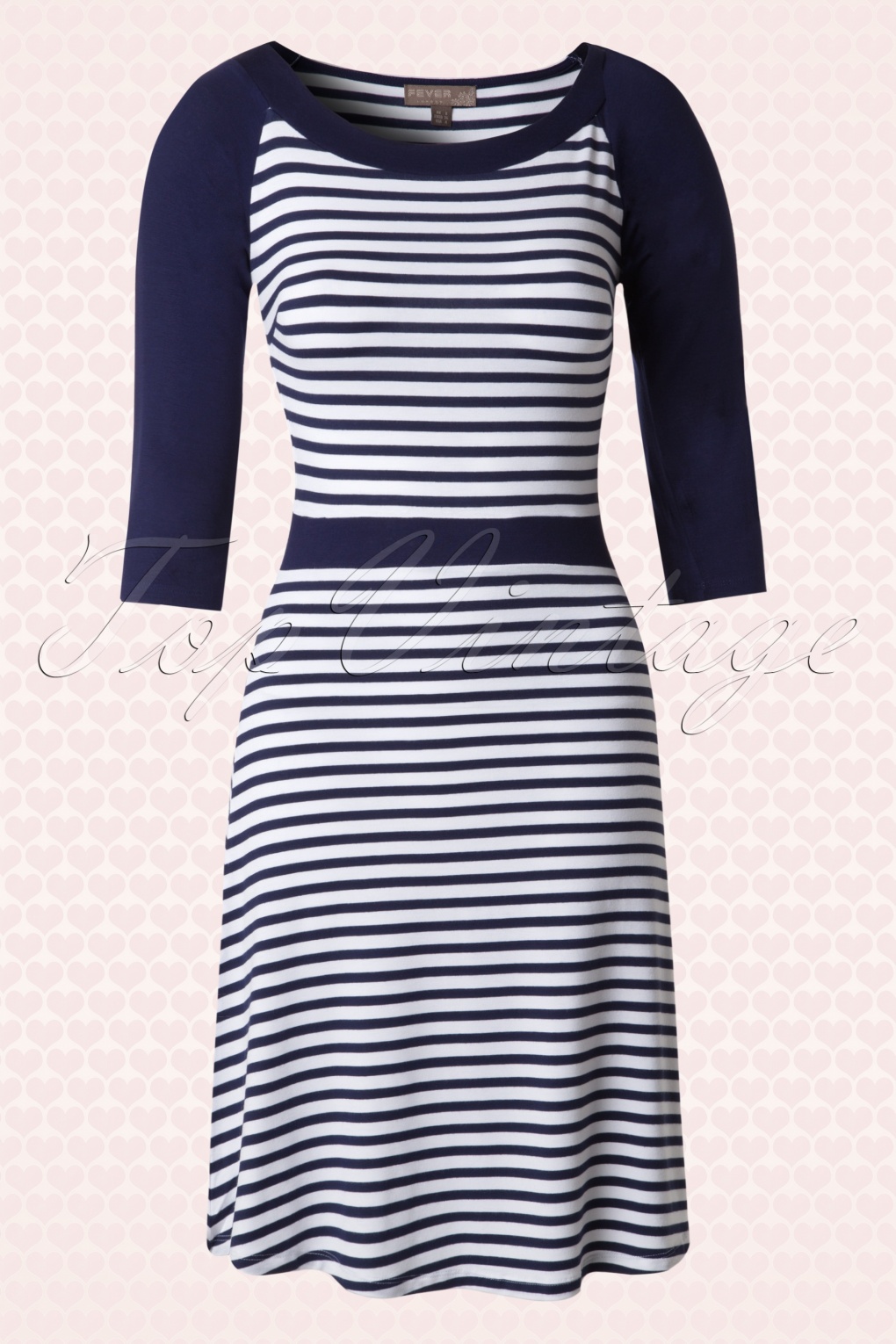 50s Brighton Striped Dress in Navy and White