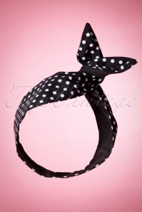 Be Bop a Hairbands - 50s I Want Polkadots In My Hair Scarf in Black 2