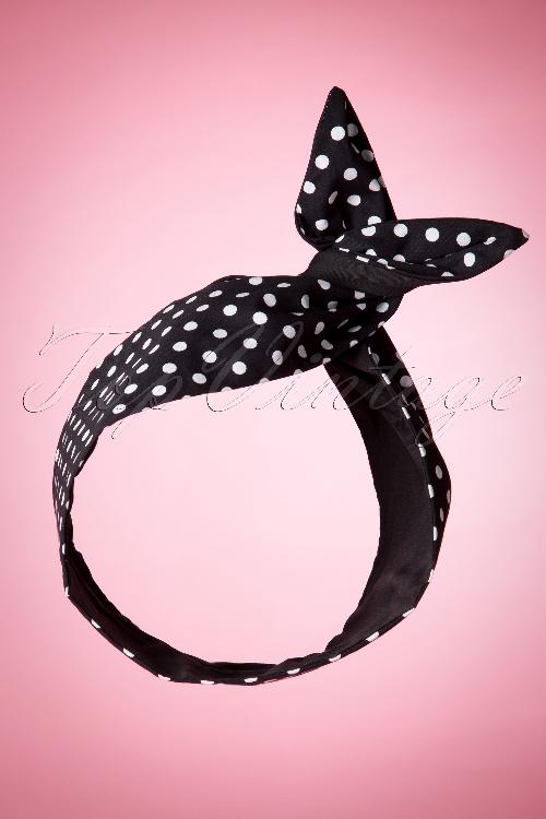 Be Bop a Hairbands - 50s I Want Polkadots In My Hair Scarf in Black 2