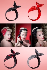 Be Bop a Hairbands - 50s I Want Polkadots In My Hair Scarf in Black 5