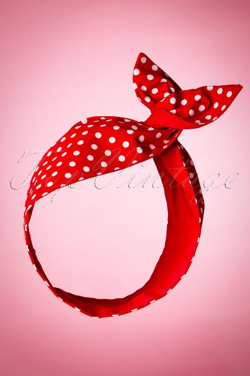 Be Bop a Hairbands - 50s I Want Polkadots In My Hair Scarf in Red 2