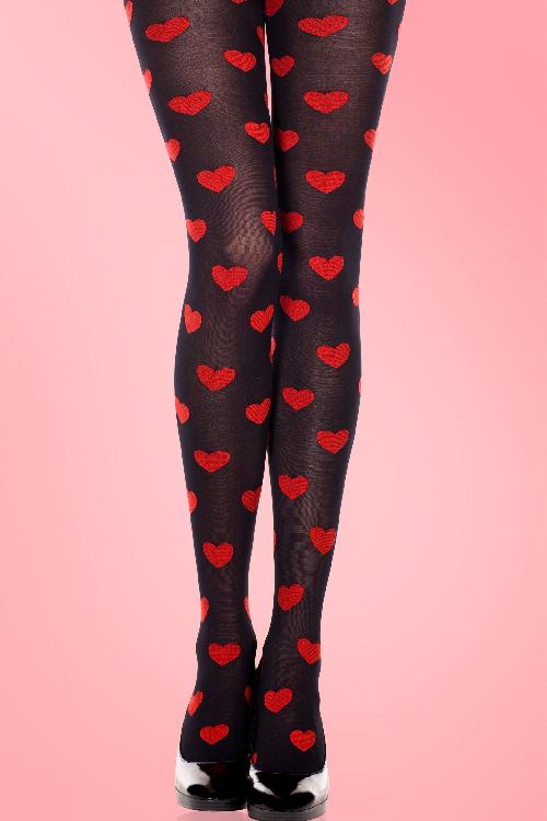 Black Pantyhose With Red Heart Shop Now