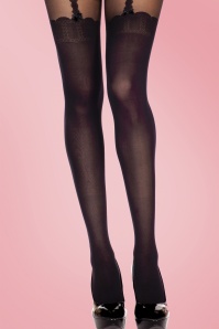 Lovely Legs - Sexy Faux Ribbon Suspender Design Tights