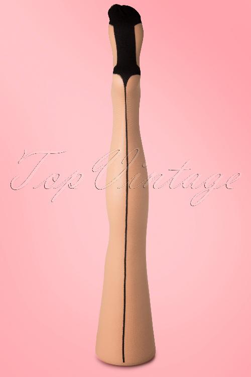 Lovely Legs - Classic Seamer Tights en Beige avec couture noir