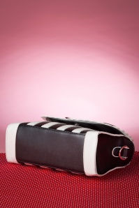 Lola Ramona - Girly Black White Striped Red Bow handbag 8