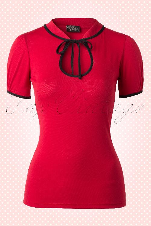 Steady Clothing - Keyhole to my Heart Top années 50 en Rouge