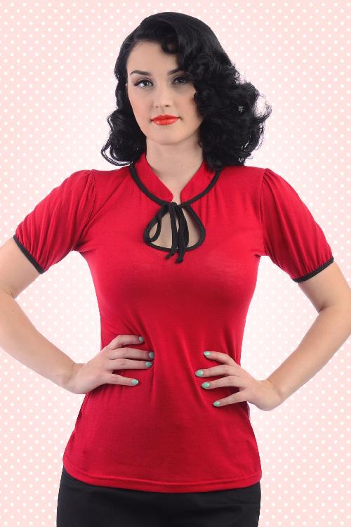 Steady Clothing - Keyhole to my Heart Top années 50 en Rouge 2