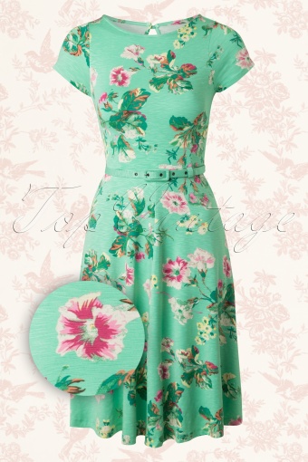 50s Betty Leonora Dress in Jade Green