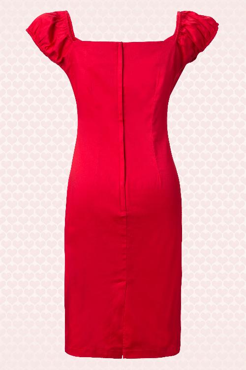Collectif Clothing - Dolores Kleid Lippenstift Rot 6