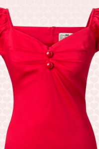 Collectif Clothing - Dolores Kleid Lippenstift Rot 5