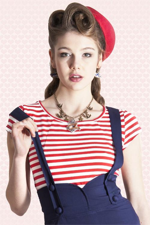 Collectif Clothing - Alice T-Shirt in Red 3
