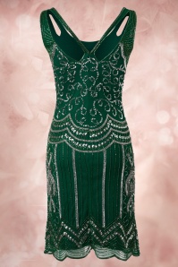 Frock and Frill - 20s Ziegfeld Flapper Dress in Emerald Green 10