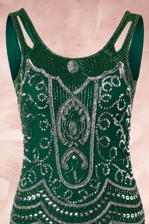Frock and Frill - 20s Ziegfeld Flapper Dress in Emerald Green 6