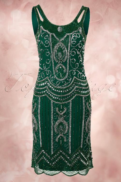 Frock and Frill - Ziegfeld Flapper-jurk in smaragdgroen 5