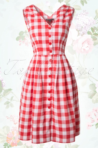 50s Scarlet Checked Dress in Red and White