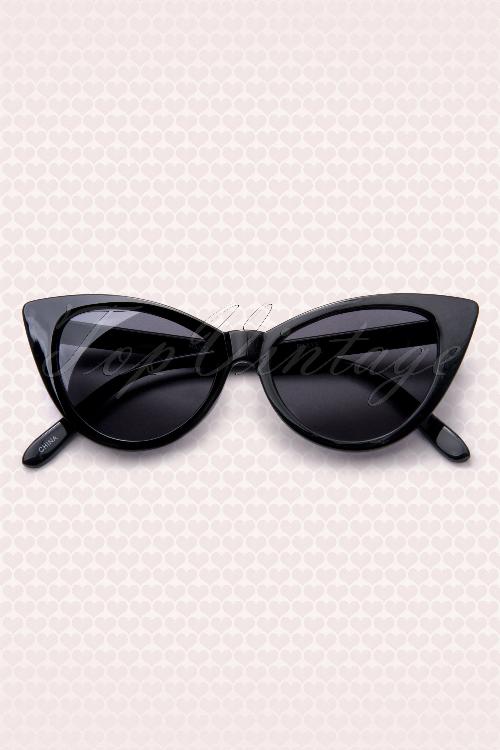 So Retro - Cats Eye Klassieke Zonnebril Zwart 5