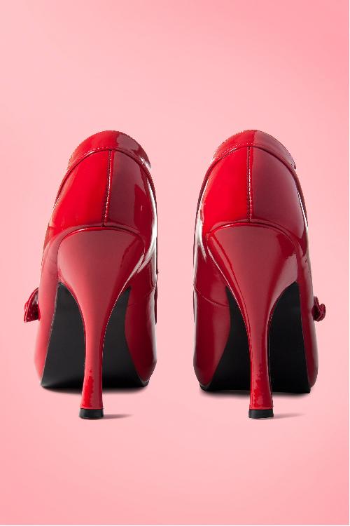 Pinup Couture - 40s Cutiepie Mary Jane Lipstick red platform patent pumps 7