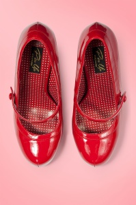 Pinup Couture - 40s Cutiepie Mary Jane Lipstick red platform patent pumps 6
