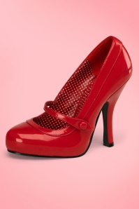 Pinup Couture - 40s Cutiepie Mary Jane Lipstick red platform patent pumps 2