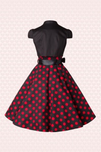 Hearts & Roses - Vivian Polkadot Bolero Swing Dress Années 1950 en Noir et Rouge 9