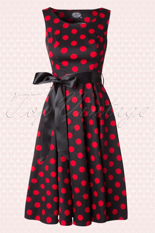 Hearts & Roses - Vivian Polkadot Bolero Swing Dress Années 1950 en Noir et Rouge