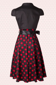 Hearts & Roses - Vivian Polkadot Bolero Swing Dress Années 1950 en Noir et Rouge 8