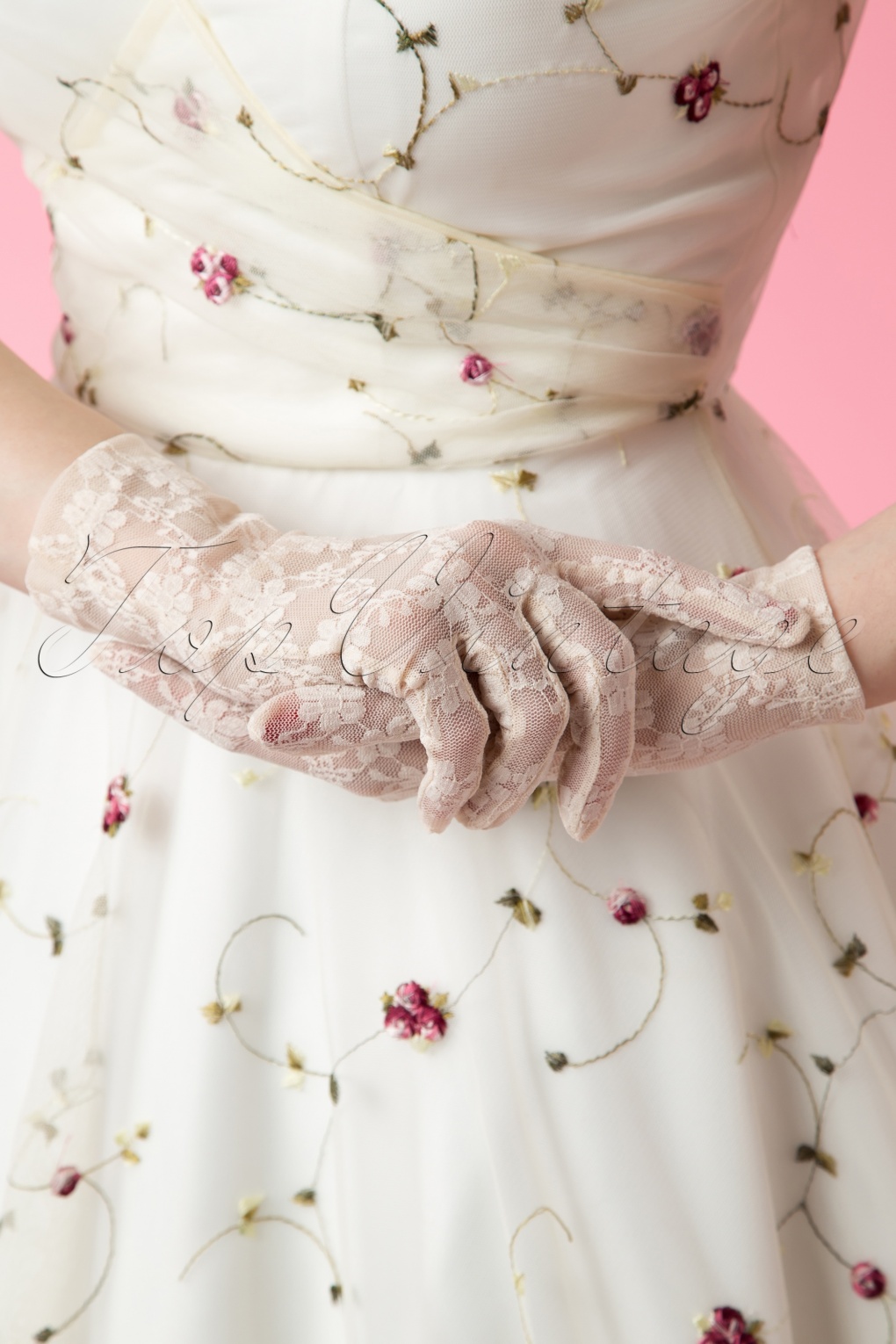 50s Lady Mary Galant Cream Lace Gloves
