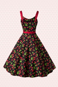 Pinup Couture - 50s Molly Black Cherry Swing Dress 9