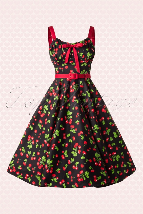 Pinup Couture - 50s Molly Black Cherry Swing Dress 4