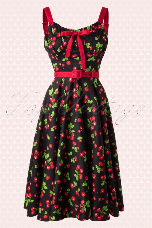 Pinup Couture - 50s Molly Black Cherry Swing Dress 3