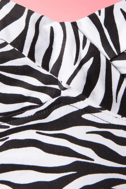 50s Deadly Dames Vamp Top in Zebra Print