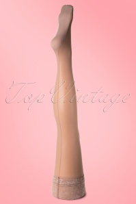 Scarlet - Classic Seamer Lace top Hold ups en Nude avec couture Nude 3