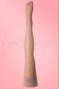 Scarlet - Classic Seamer Lace top Hold ups in Nude with Nude seam 5