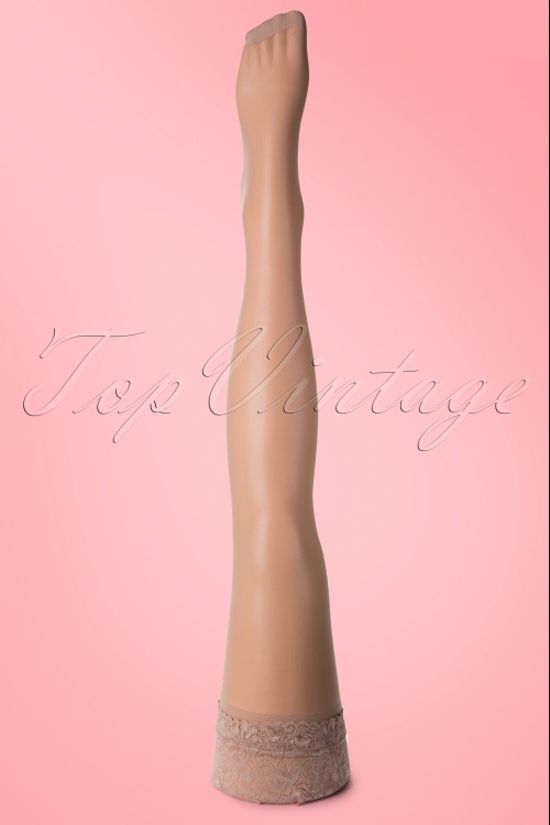 Scarlet - Classic Seamer Lace top Hold ups in Nude with Nude seam 5