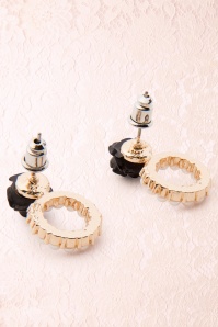 From Paris with Love! - Black Pearly Rose Earring Gold 4