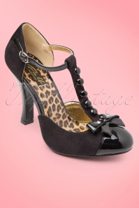 Pinup Couture - 40s Smitten T-strap D'orsay pumps black  2