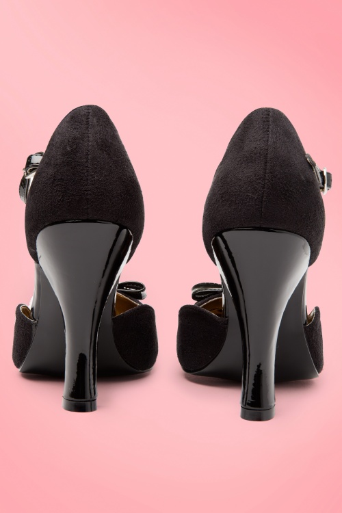 Pinup Couture - Smitten T-Strap D'orsay pumps zwart 7