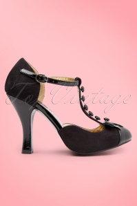Pinup Couture - 40s Smitten T-strap D'orsay pumps black  4