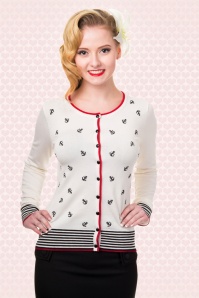 Banned Retro - 50s Close Call Anchor Cardigan in Ivory 3