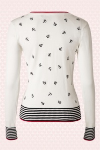 Banned Retro - 50s Close Call Anchor Cardigan in Ivory 2