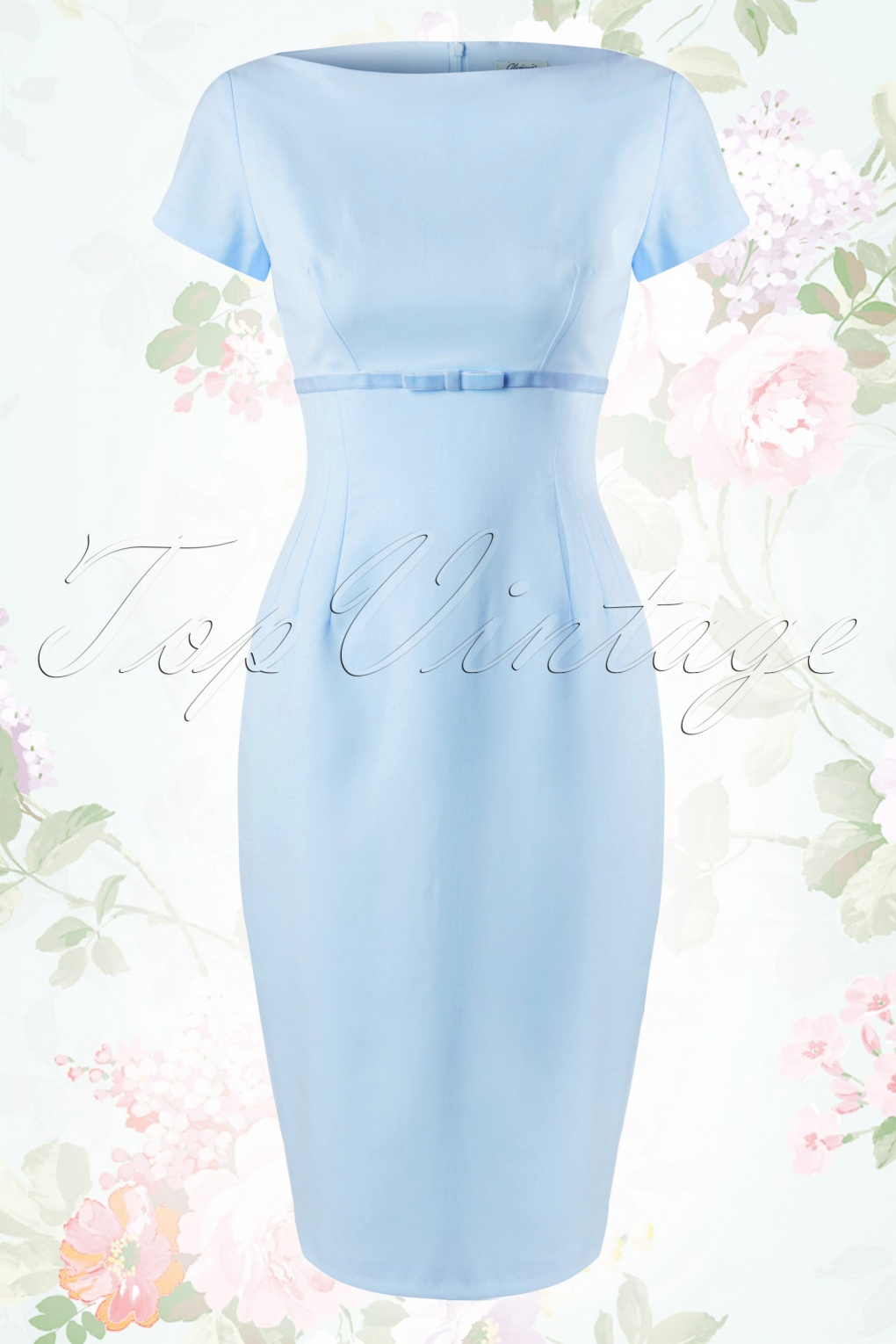 50s Sherrie Pencil Dress in Light Blue
