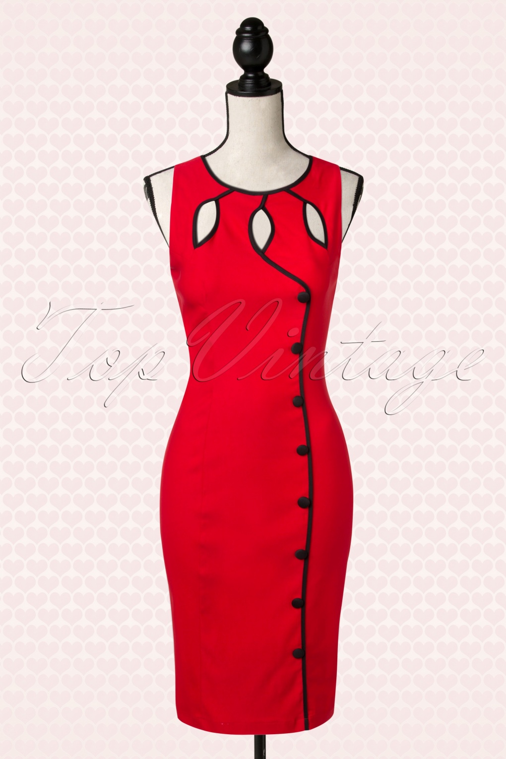 40s Jasmin Red Pencil Dress 8502