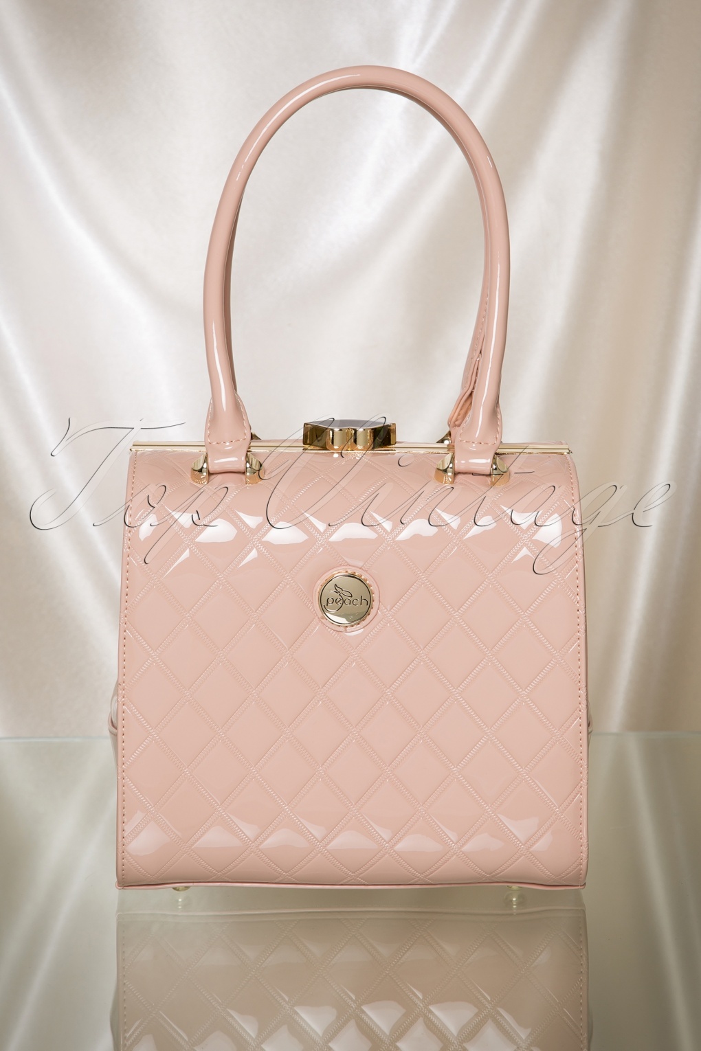 50s Kara Kiss Me Lacquer Handbag in Dusky Pink