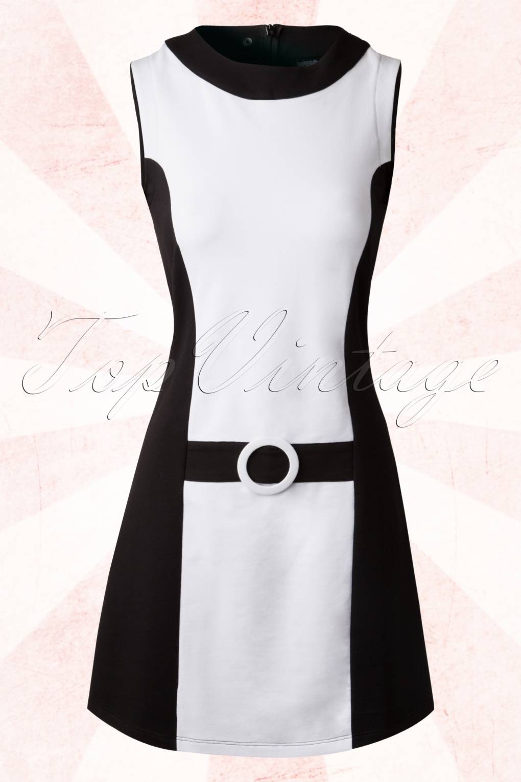 60s Cherry Jersey Dress in Black and White