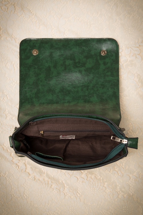 Banned Retro - 50s Antique Scandal Bag in Green Tartan 4