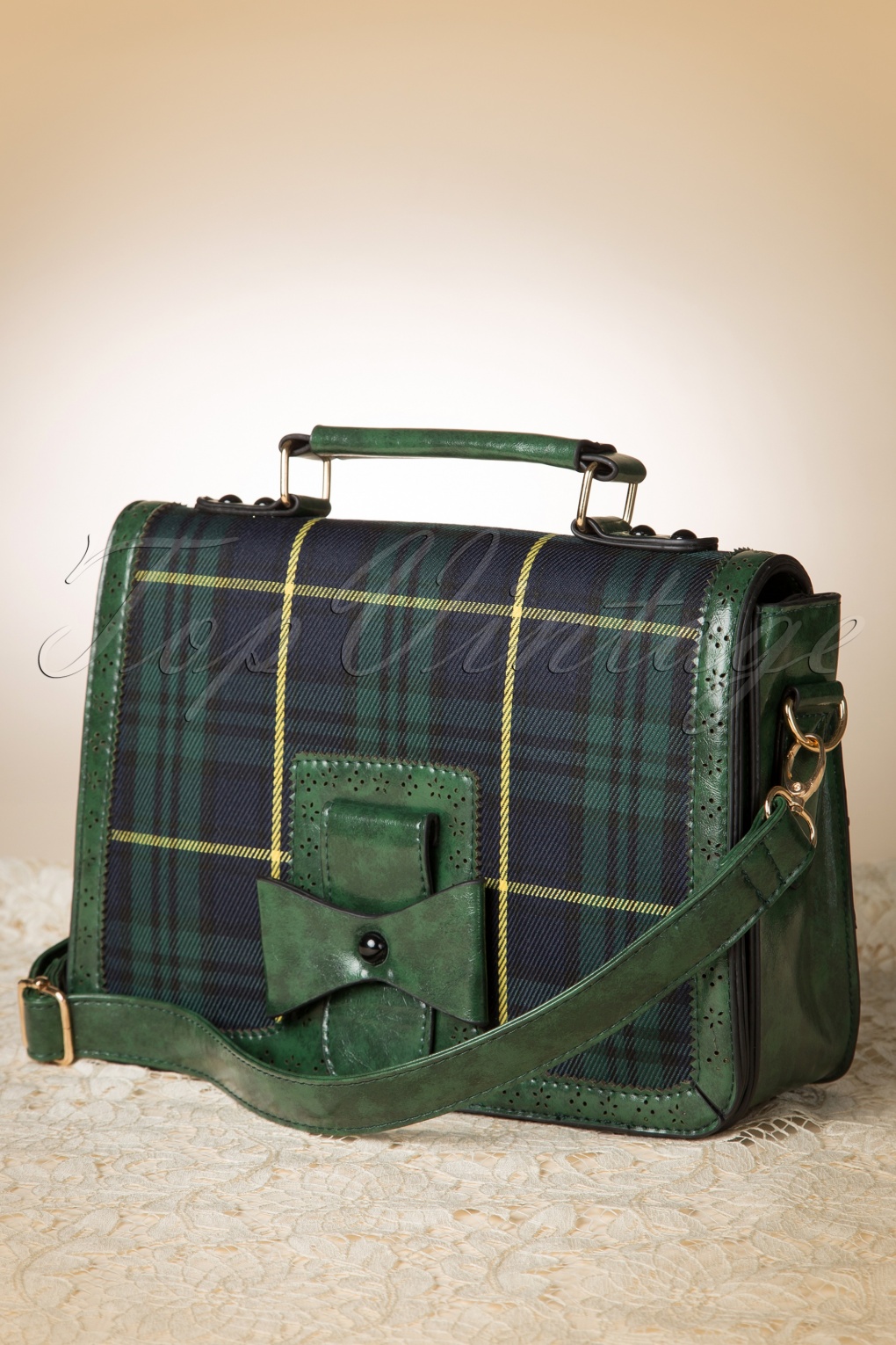 green tartan purse